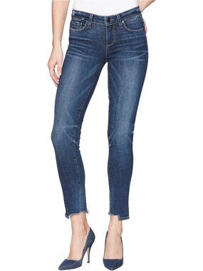 PAIGE Skyline Ankle Peg Skinny Jeans Designer Denim Distressed Medium Wash 28